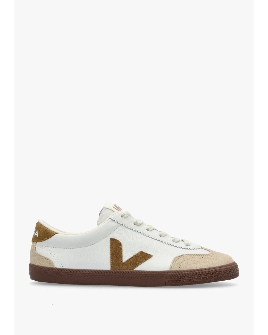 Veja White Volley O.T Leather Tent Bark Trainers