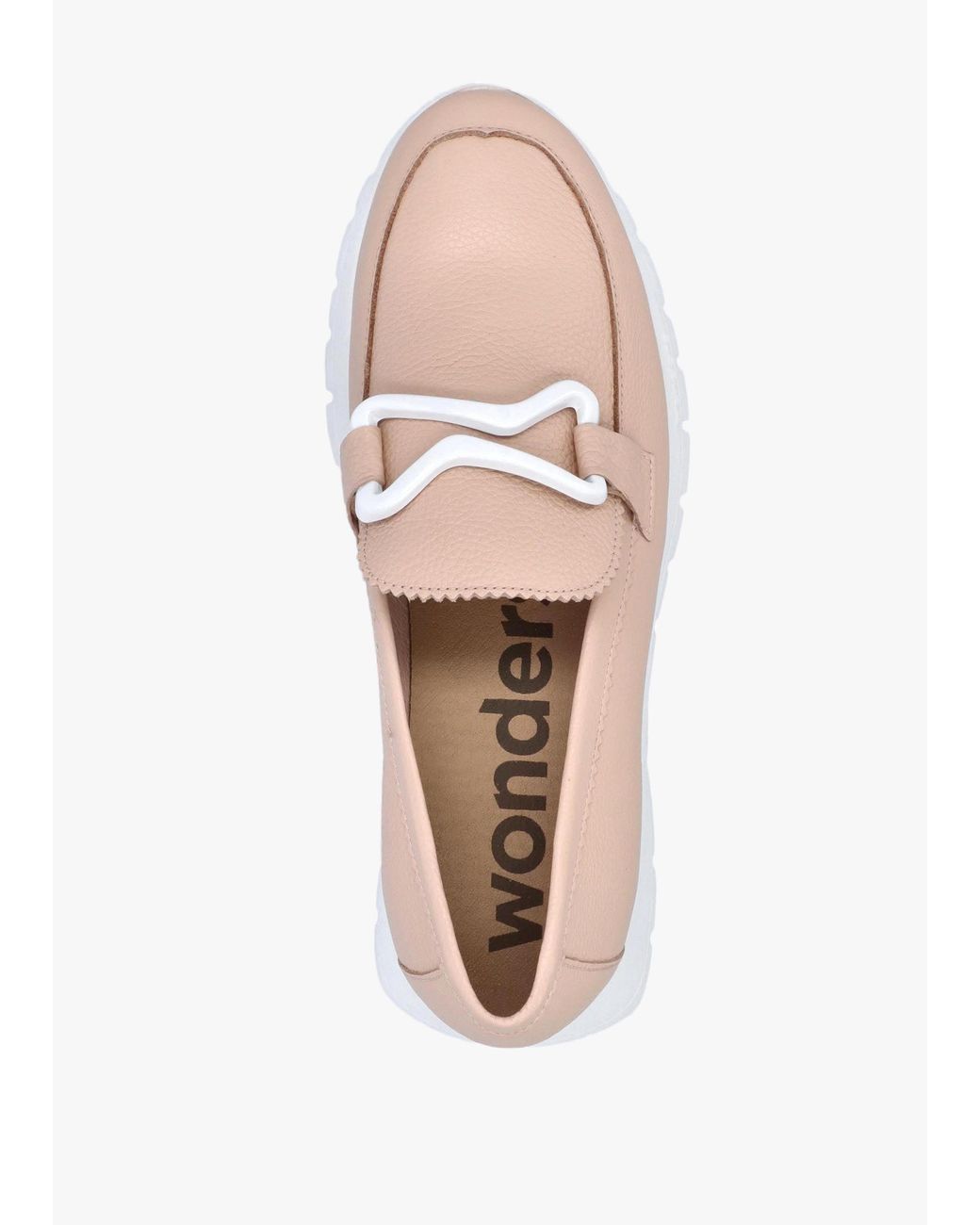 Wonders White Aura Nude Leather Loafers