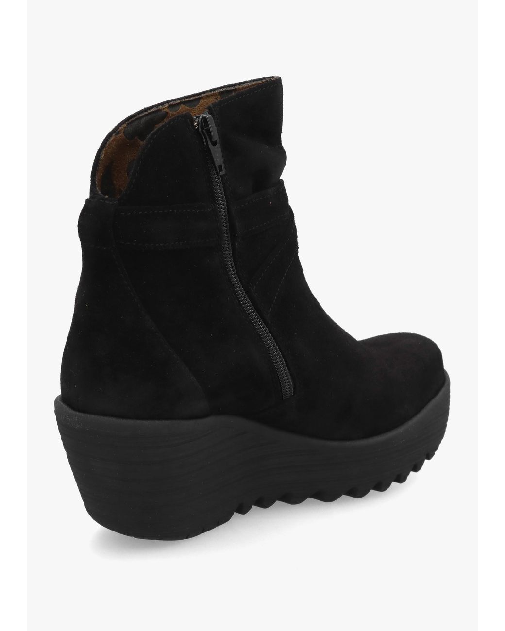 Fly London Black Loik Wedge Ankle Boots