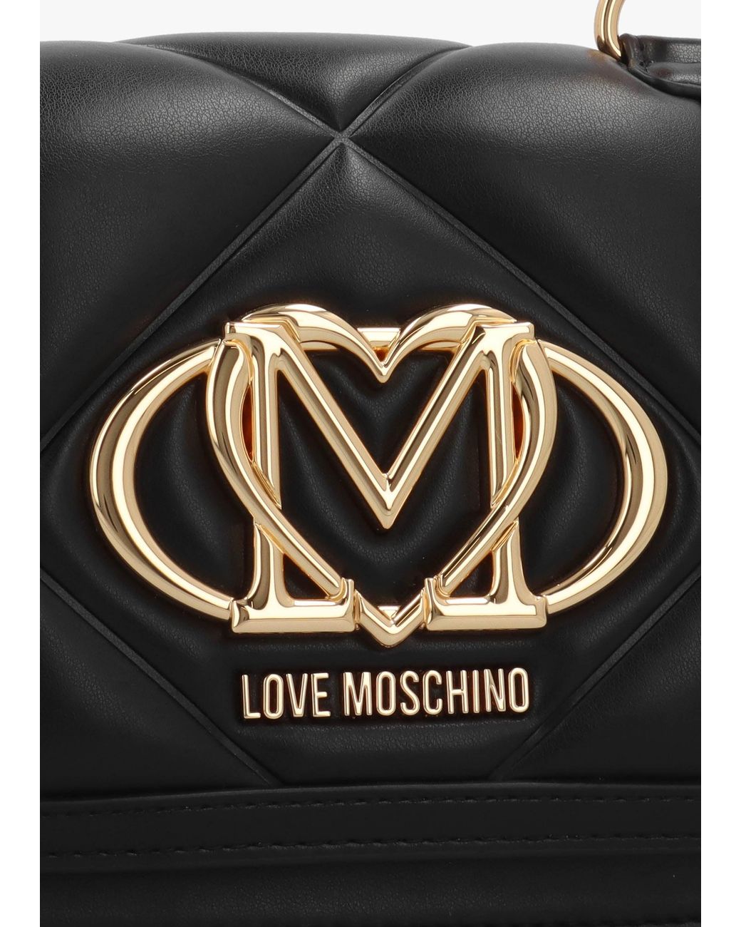 Love Moschino Black Quilted Nero Embossed Top Handle Shoulder Bag