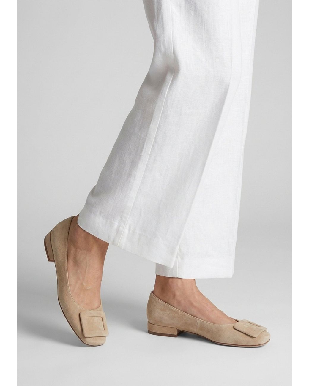Daniel Natural East Buckle Trim Flat Pumps