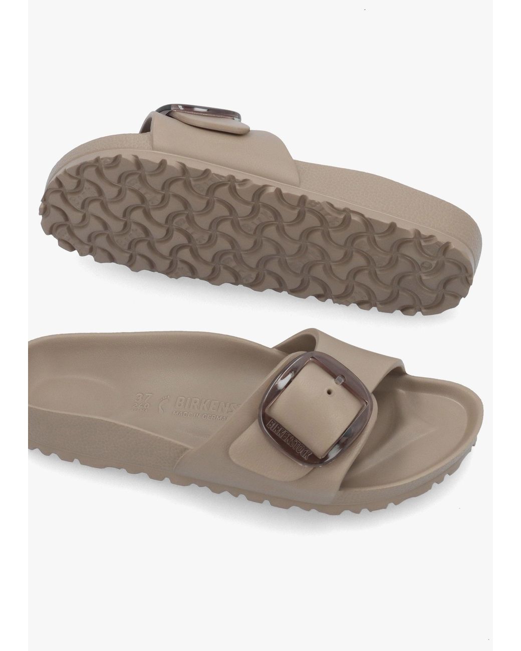 Birkenstock White Madrid Eva Big Buckle Taupe Mules
