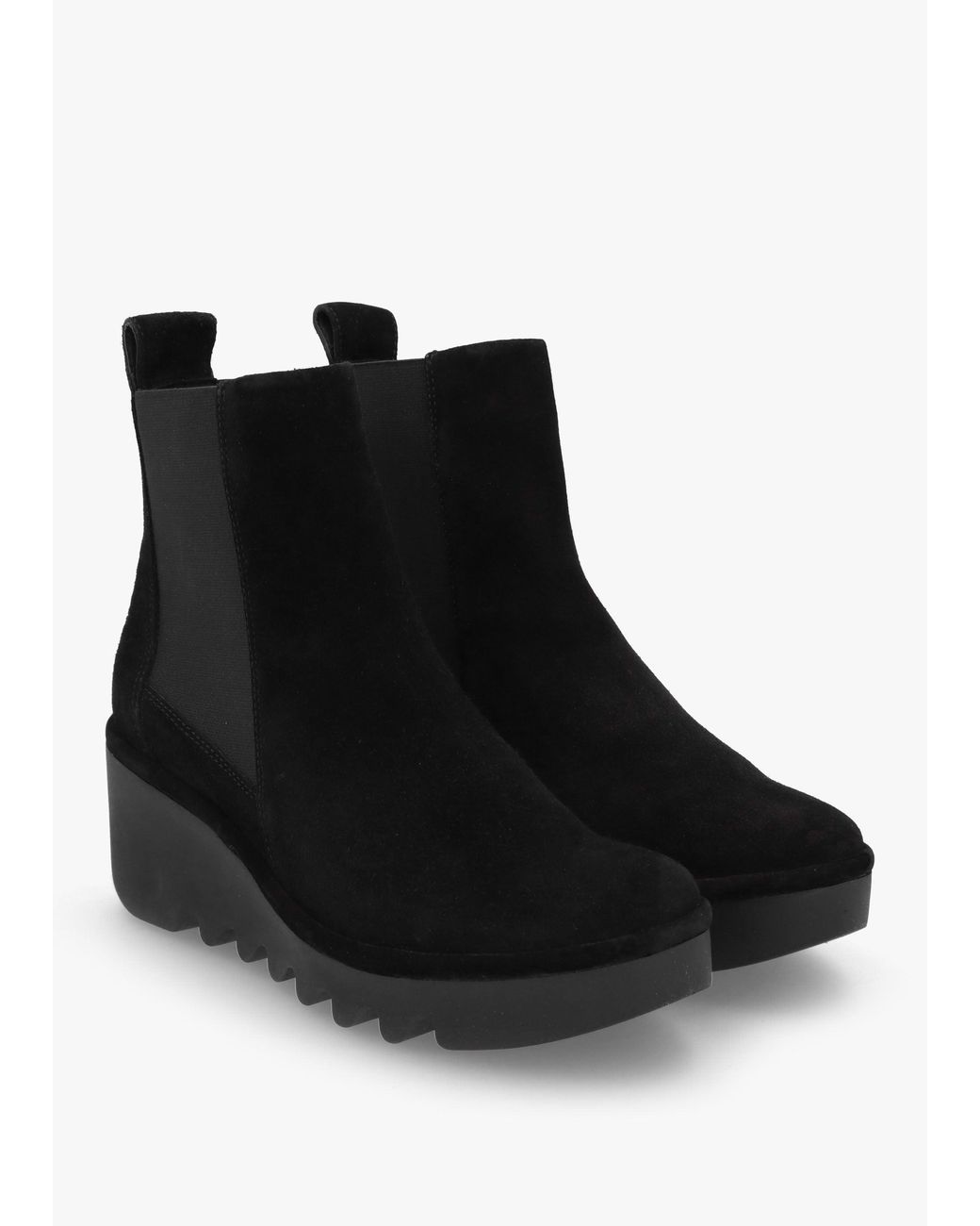 Fly London Black Bagu Wedge Chelsea Boots