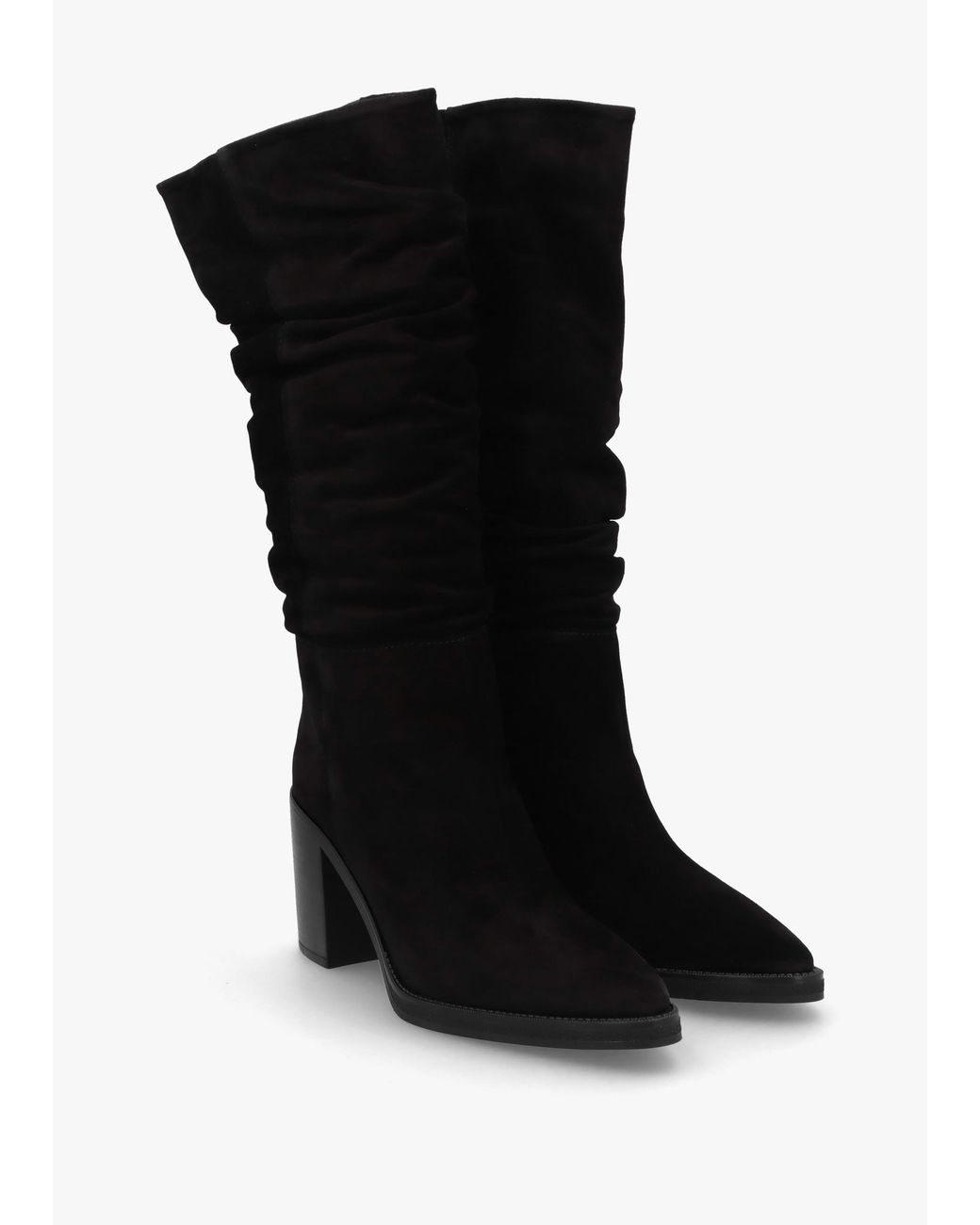 Alpe Black Astrid Rouched Block Heel Knee Boots