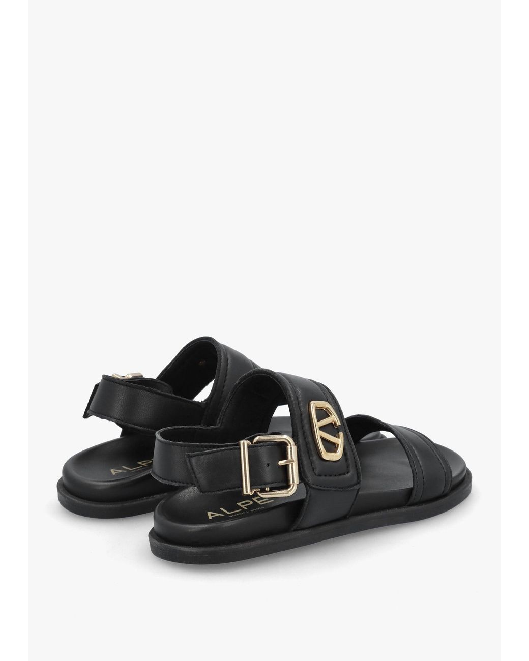 Alpe Black Avadi Two Bar Flat Sandals