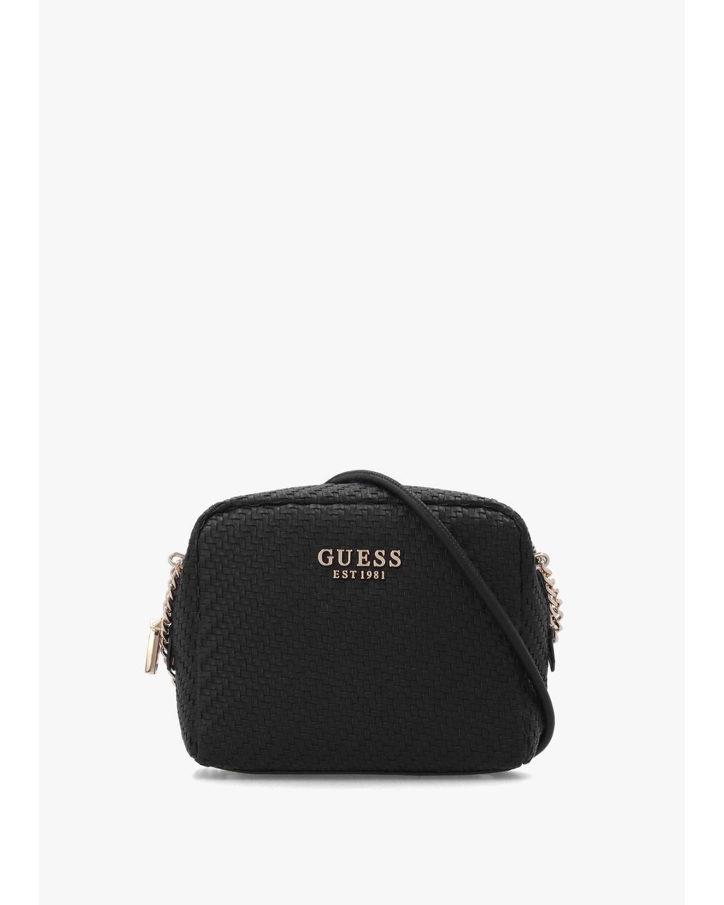 Guess Black Mirema Small Woven Cross-Body Camera Bag