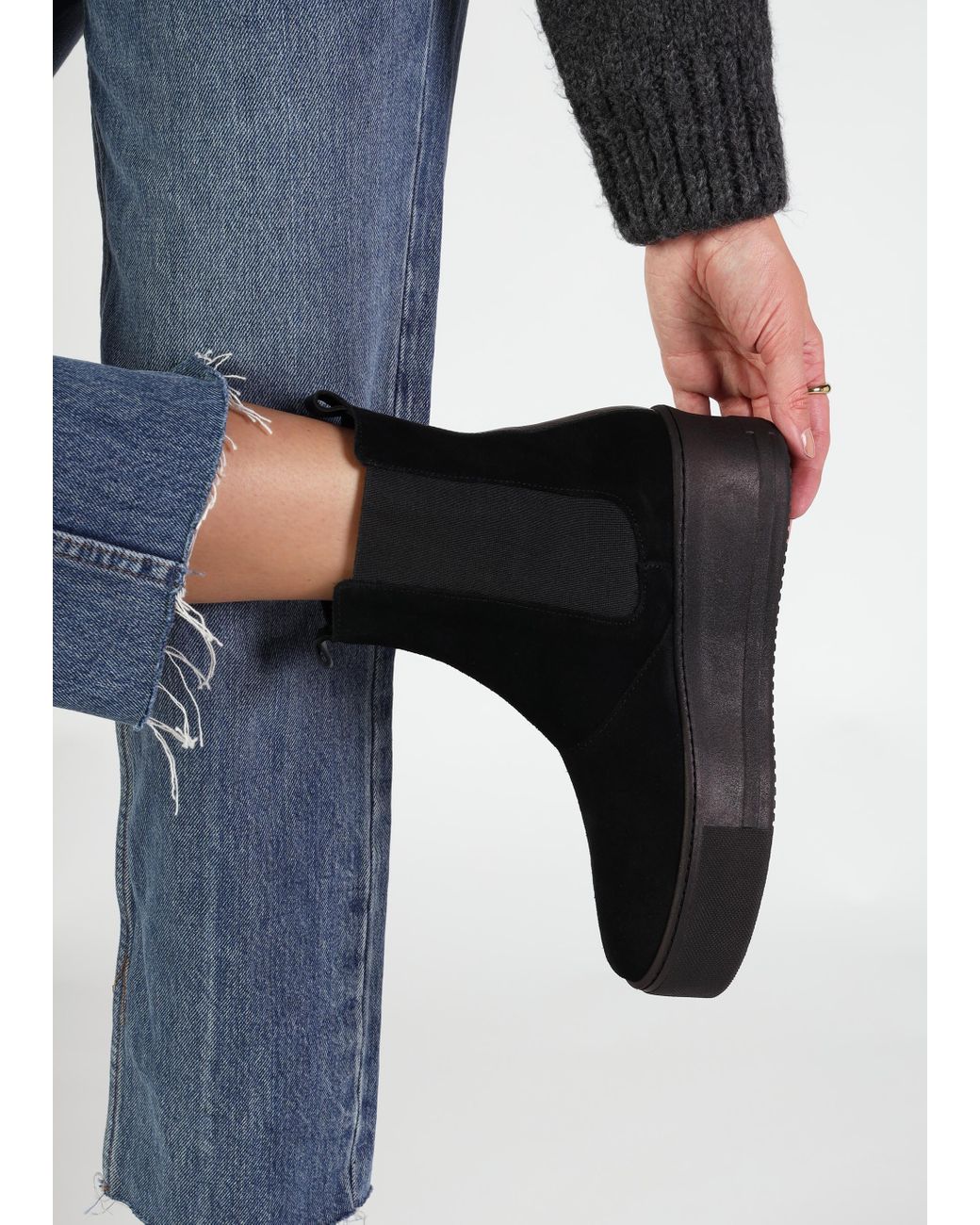 Daniel Tred Black Suede Flatform Chelsea Boots