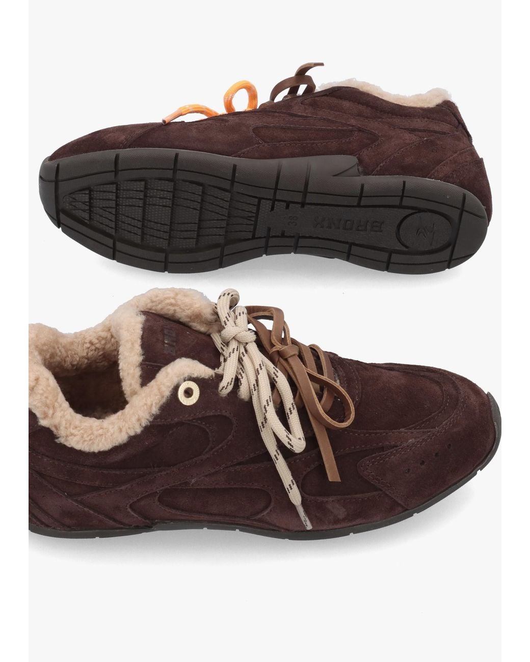 Bronx Brown Myr-Aa Shearling Low Top Trainers