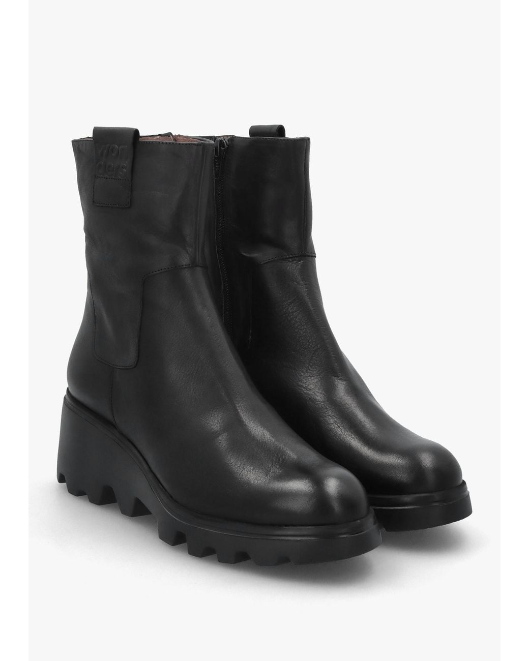 Wonders Black Wedge Ankle Boots