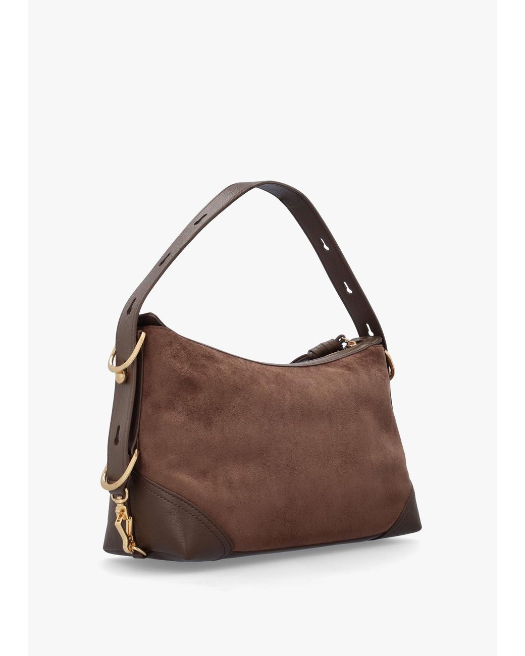 Love Moschino Brown Suedette Top Zip Shoulder Bag