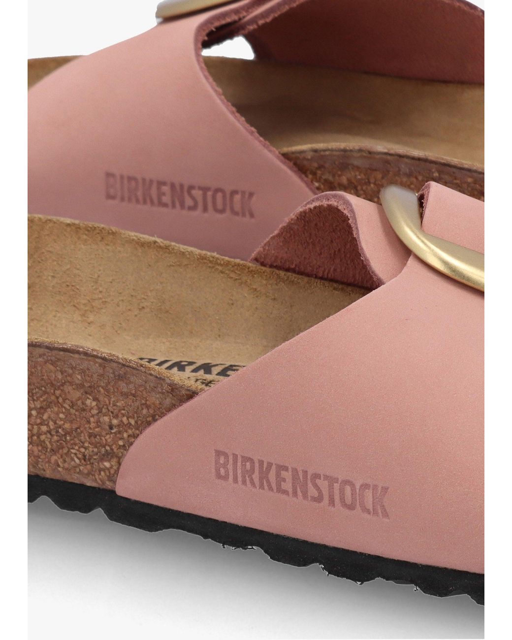 Birkenstock White Madrid Big Buckle Old Rose Nubuck Leather Mules