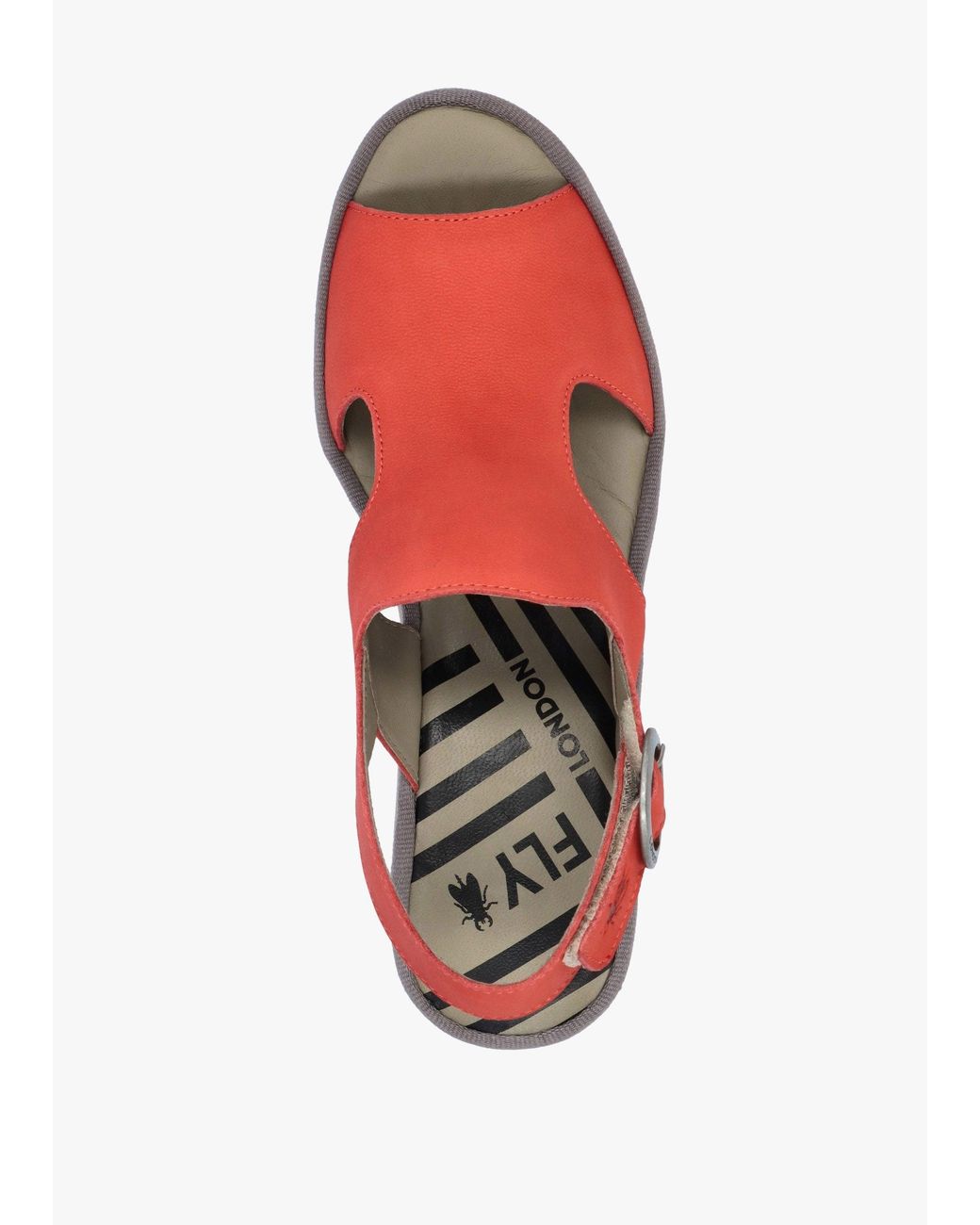 Fly London Red Baif Devil Nubuck Leather Mid Wedge Sandals
