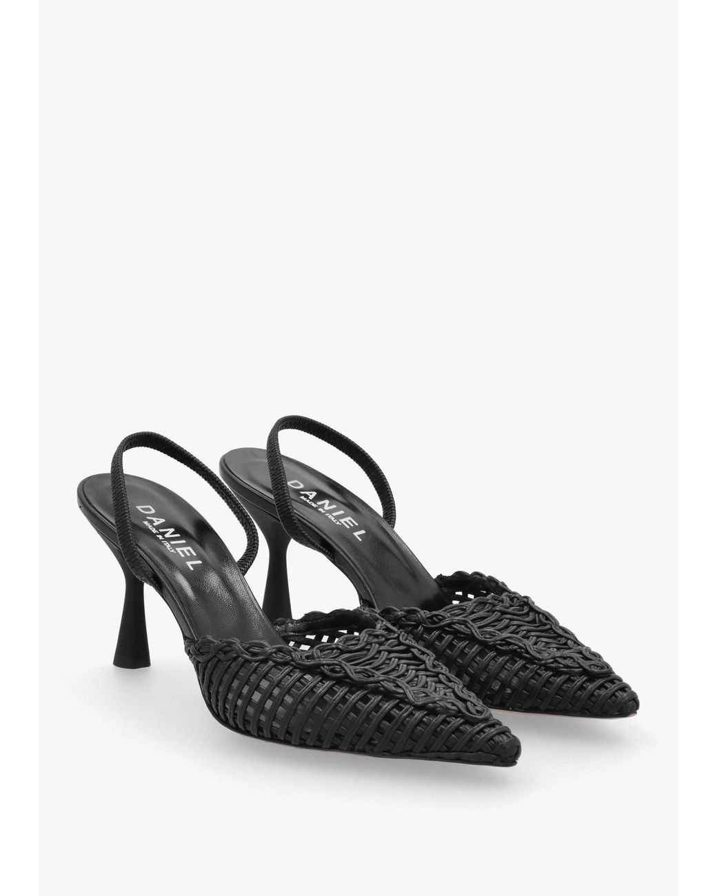 Daniel Black Tiffi Woven Sling Back Mid Heel Court Shoes