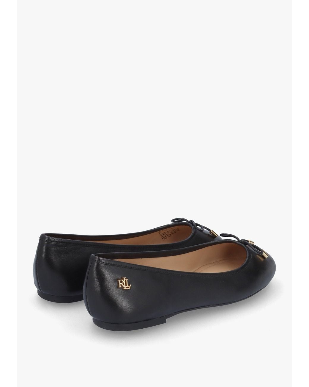 Ralph Lauren White Jayna Leather Ballet Pumps