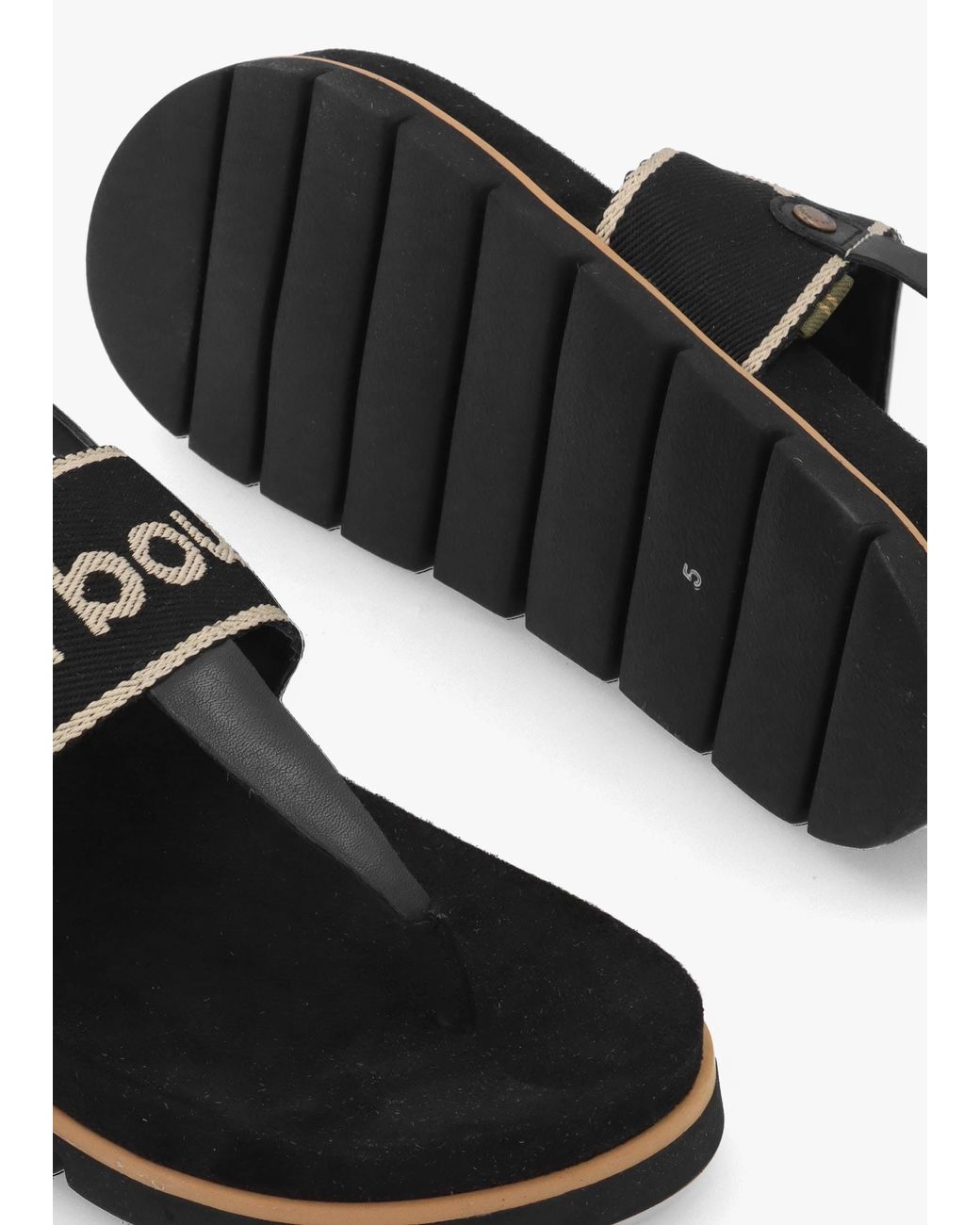 Barbour Black Lumley Toe Post Sandals
