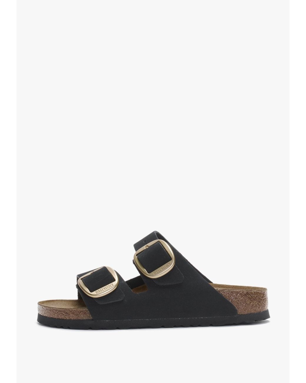 Birkenstock Black Arizona Big Buckle Nubuck Leather Two Bar Mules