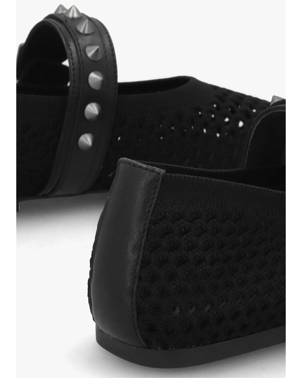 Ash Black Bijoux Woven Studded Ballet Pumps