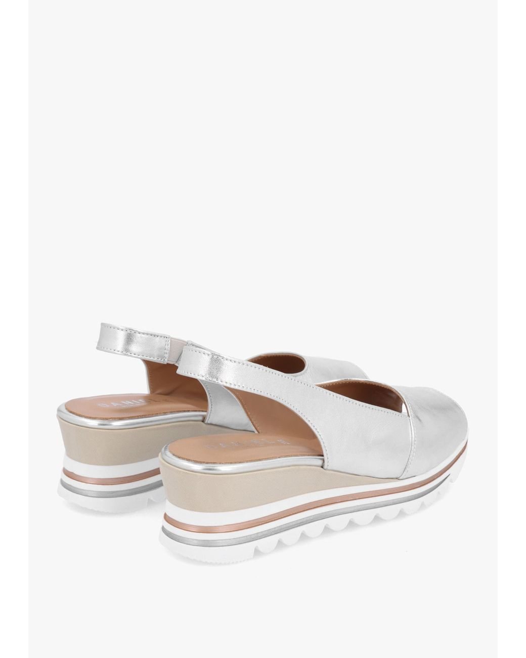 Daniel White Canna Silver Leather Peep Toe Wedge Sandals