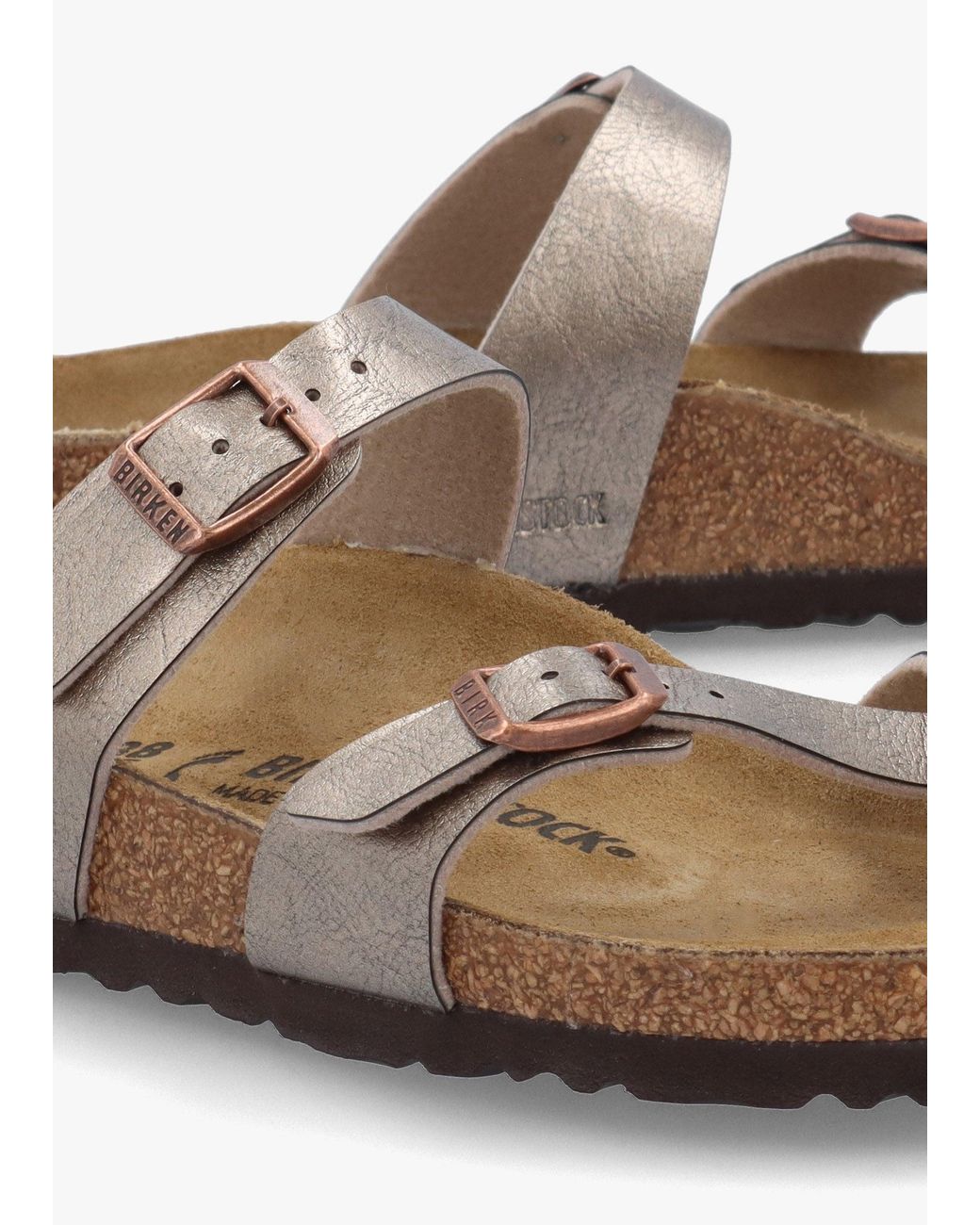 Birkenstock White Mayari Graceful Taupe Birko-Flor Thong Sandals