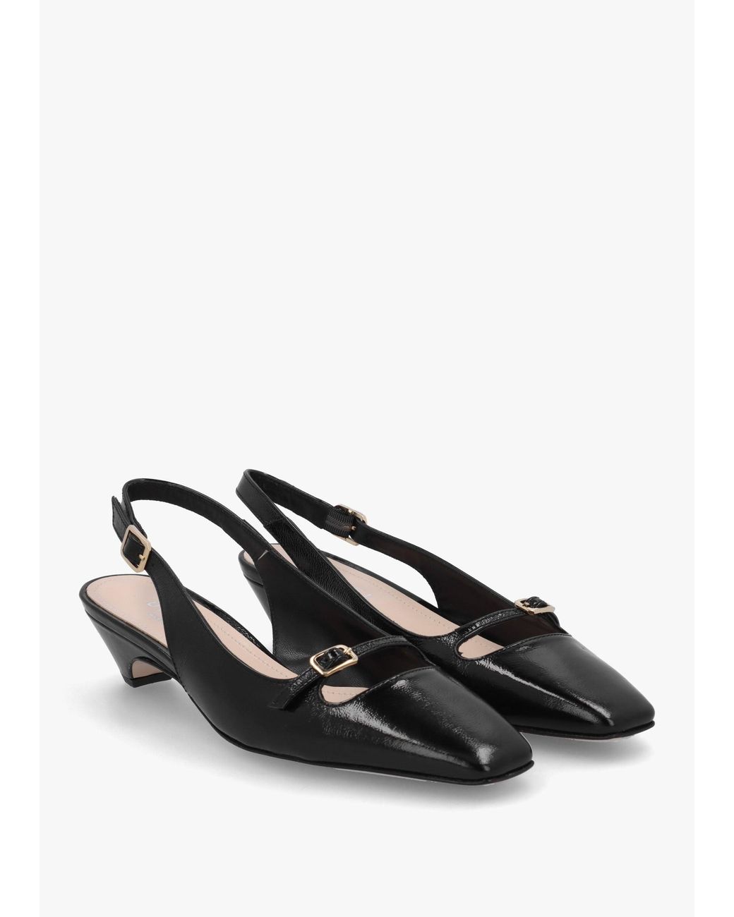 Daniel Black Nux Leather Low Heel Court Shoes