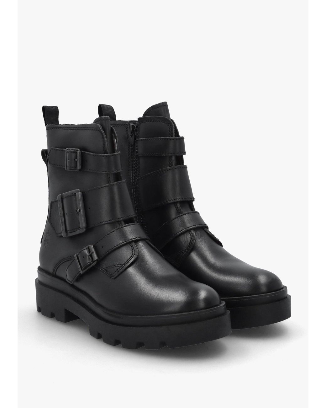 Fly London Black Jeda Biker Boots