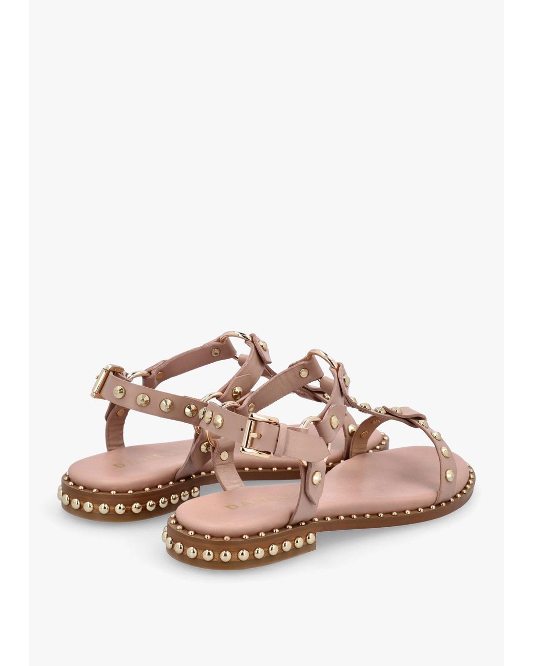 Daniel Natural Everlast Nude Leather T Bar Studded Sandals