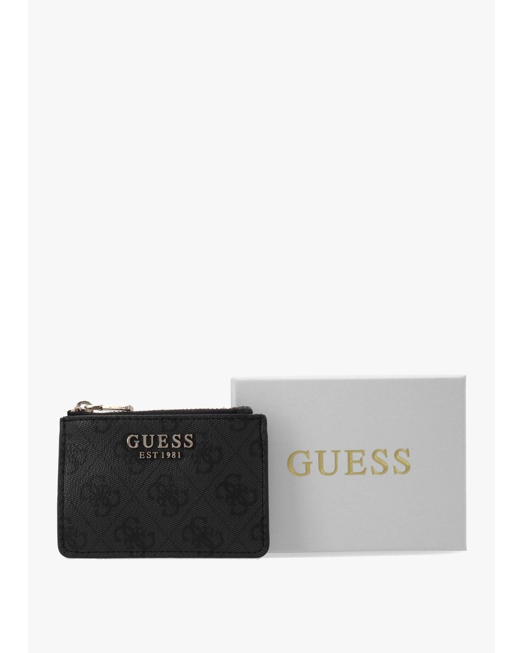 Guess Black Laurel Ii Coal Logo Credit Card Purse