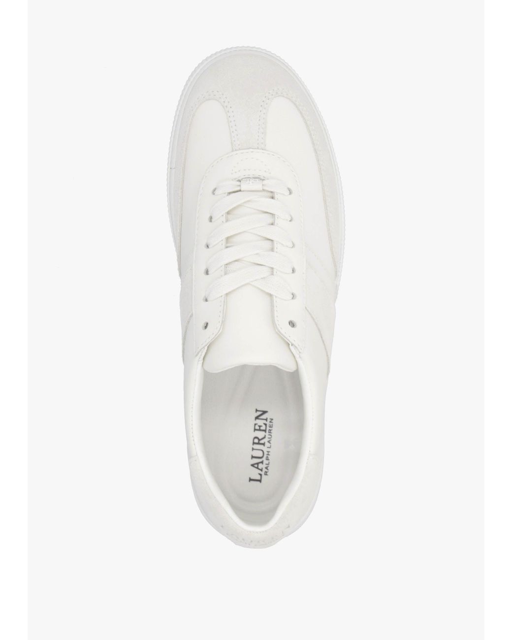 Ralph Lauren White Braylee Bianco Leather & Suede Trainers