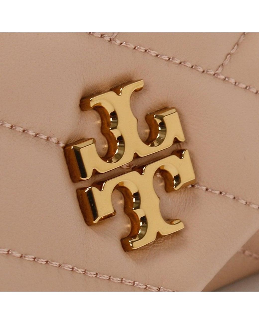 AUTH NWT $448 Tory Burch Kira Chevron Quilted Leather Chain On Wallet-Devon  Sand