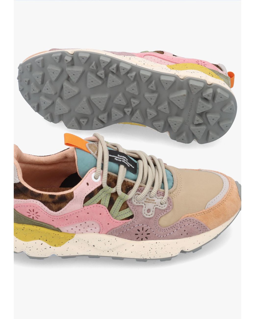 Flower Mountain Pink Yamano 3 Light Mustard Cipria Suede & Nylon Trainers