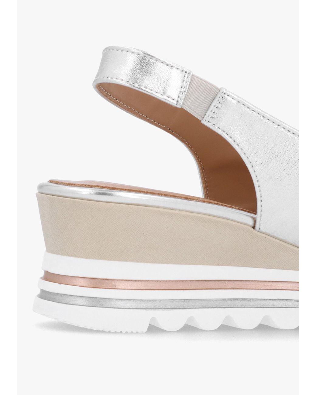 Daniel White Canna Silver Leather Peep Toe Wedge Sandals