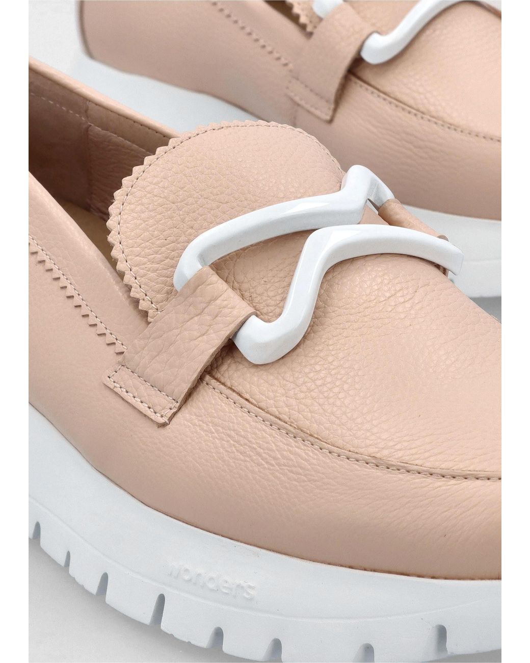 Wonders White Aura Nude Leather Loafers
