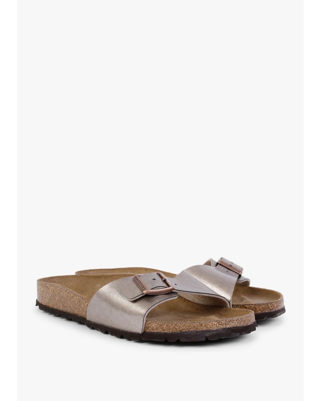 Birkenstock White Madrid Graceful Taupe Birko-Flor Mules