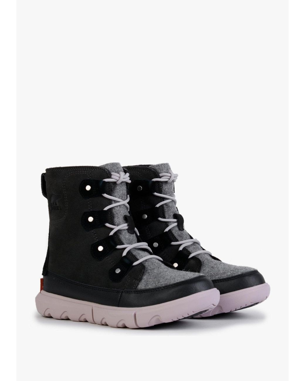 Sorel Black Explorer Ii Joan Felt Jet Vapor Suede Ankle Boots