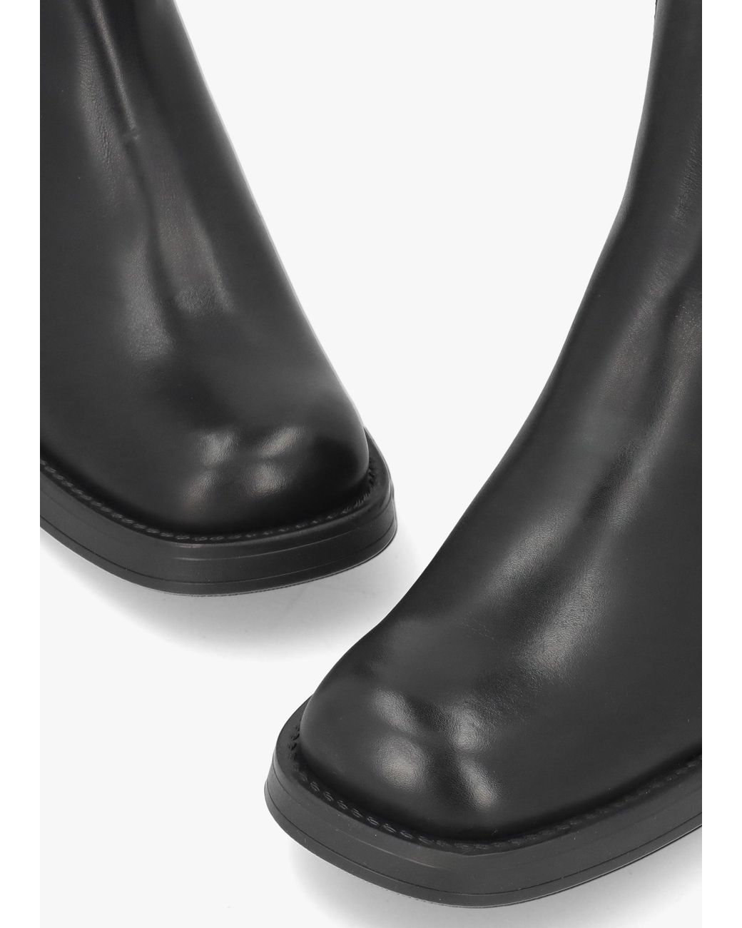 Daniel Black Curved Square Toe Block Heel Chelsea Boots