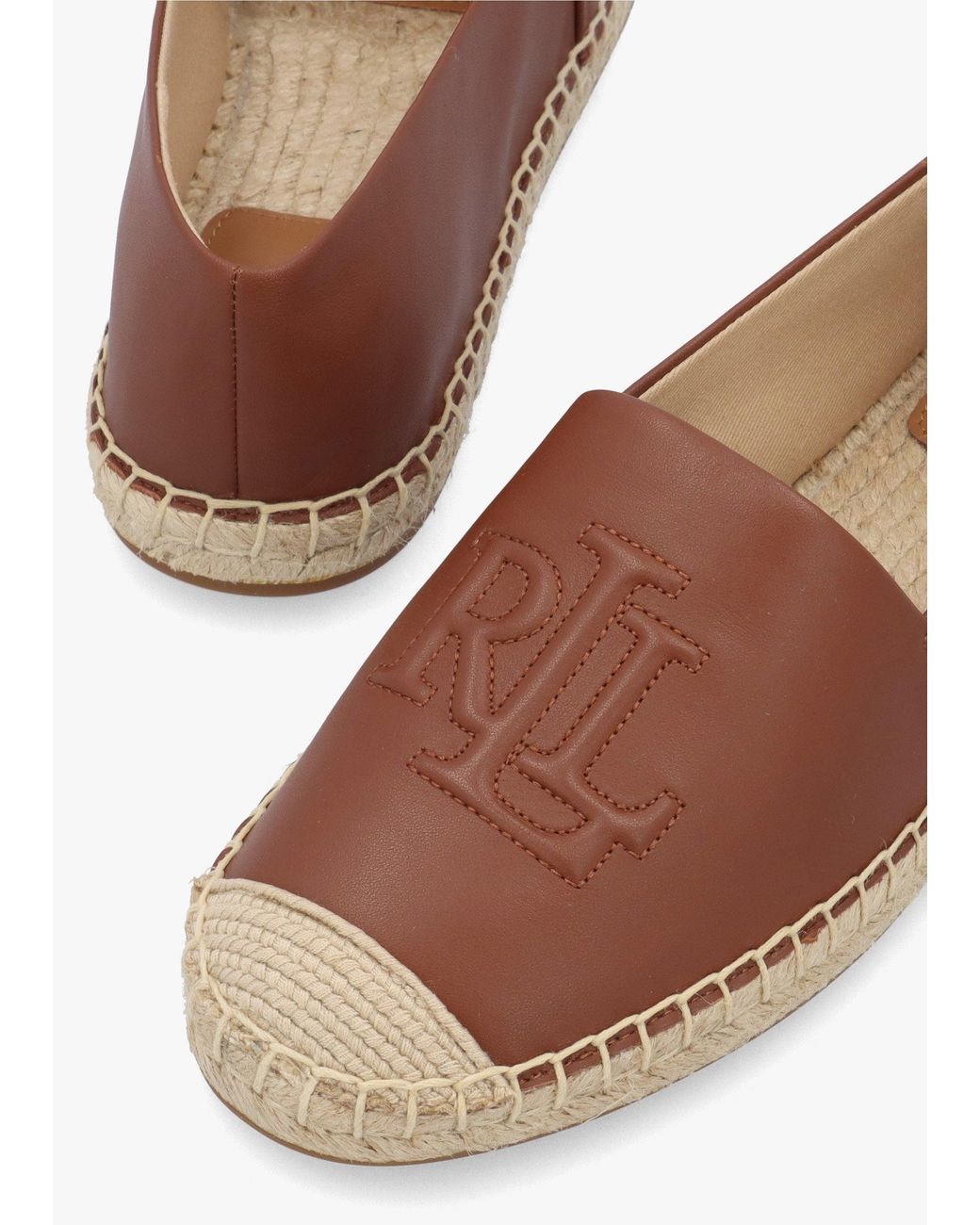 Ralph Lauren Brown Cameryn Lauren Tan Nappa Leather Espadrilles