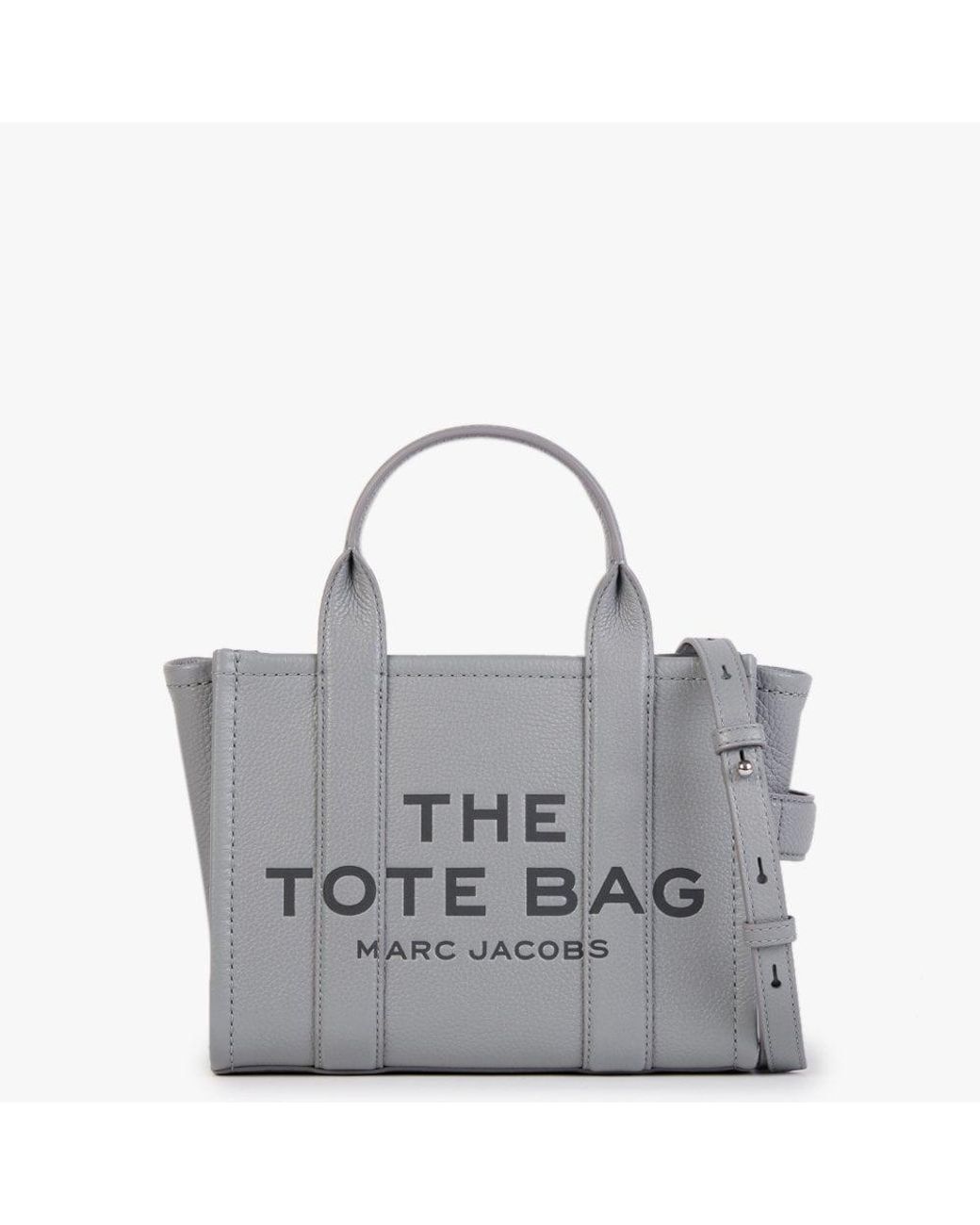 Marc Jacobs The Leather Mini Wolf Grey Tote Bag in Gray | Lyst