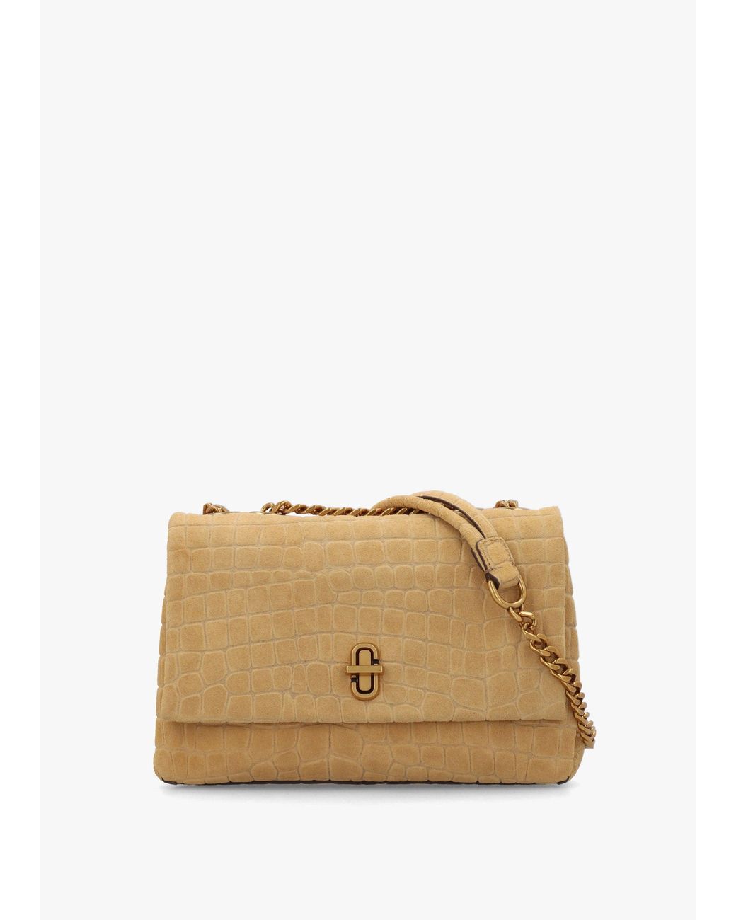 Marc Jacobs Natural The Suede Croc Slim Dual Convertible Sahara Shoulder Bag