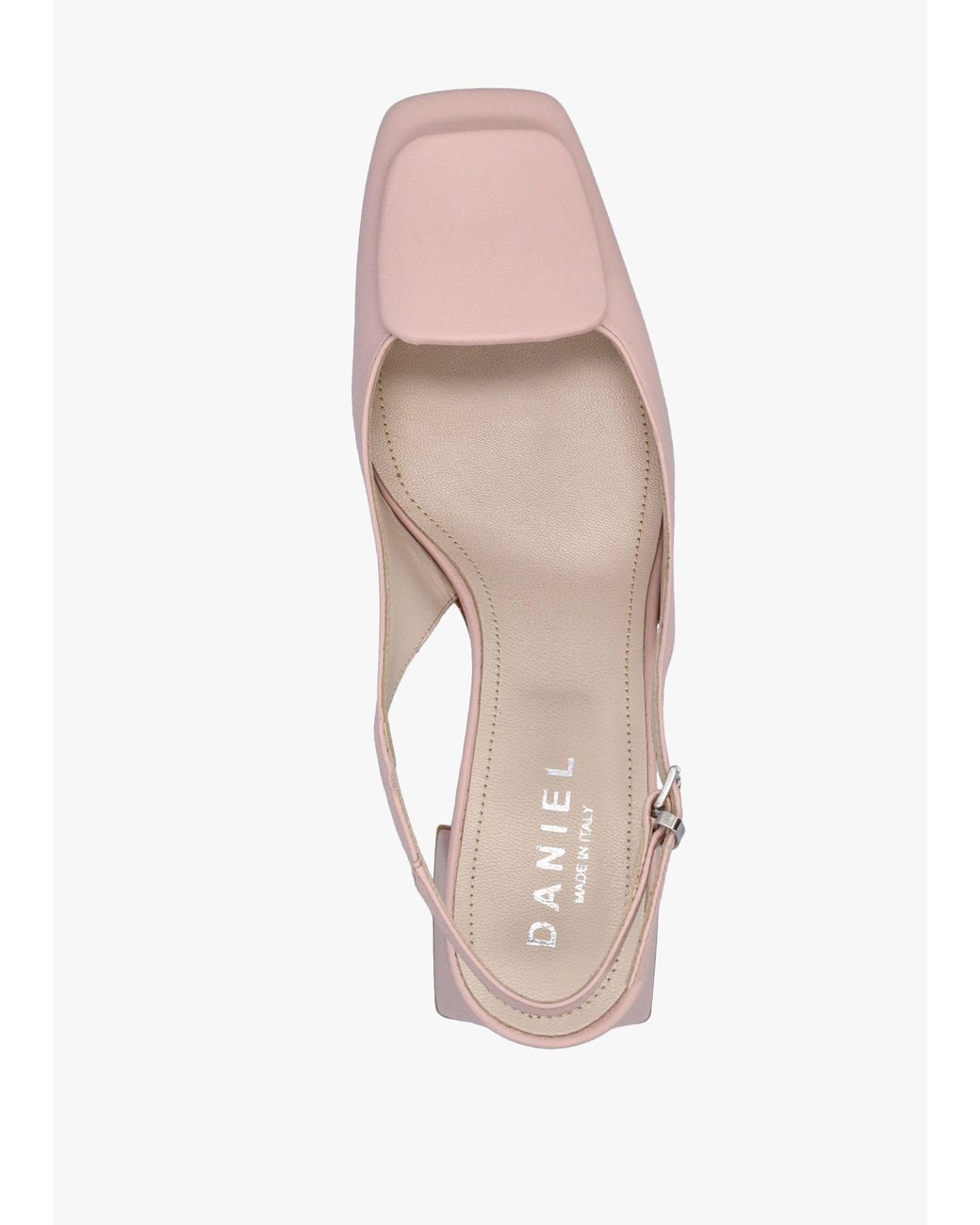 Daniel Pink Nessie Nude Leather Block Heel Sling Backs