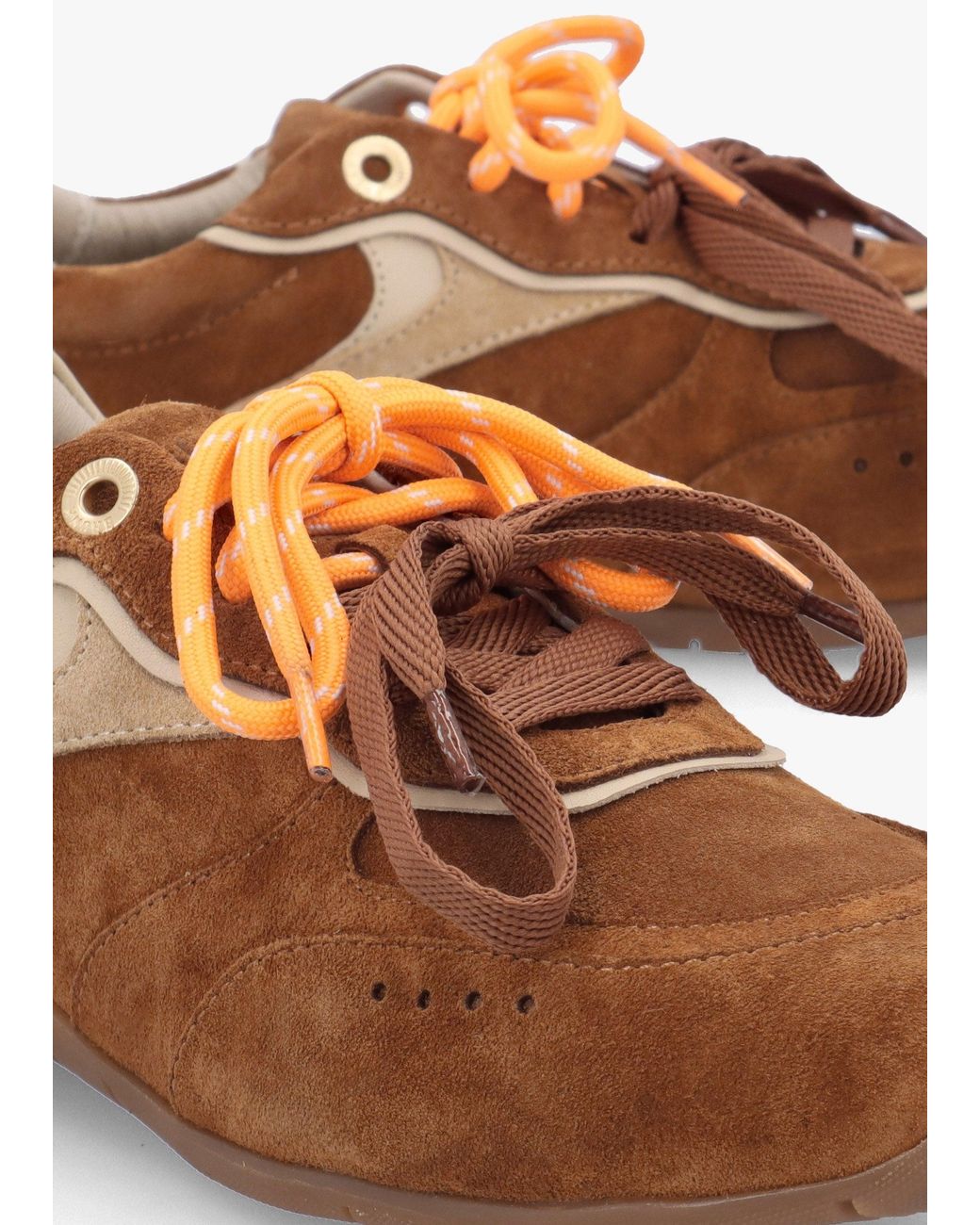 Bronx Brown Myr-Aa Caramel Oakmilk Suede Low Top Trainers
