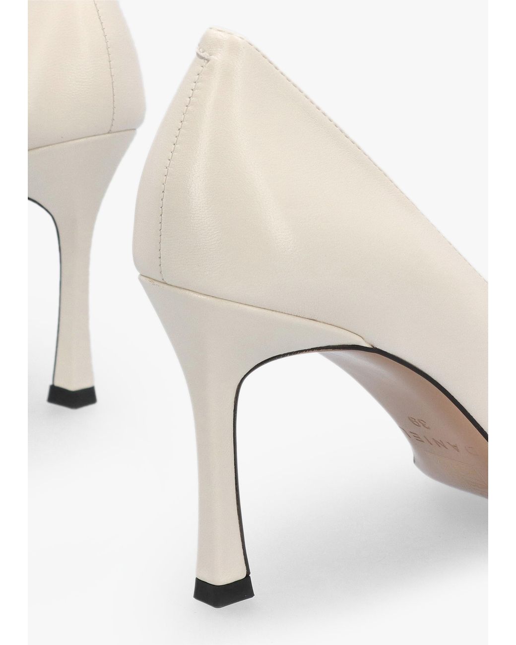 Daniel White Elove Cream Leather Heart Toe Cap Court Shoes