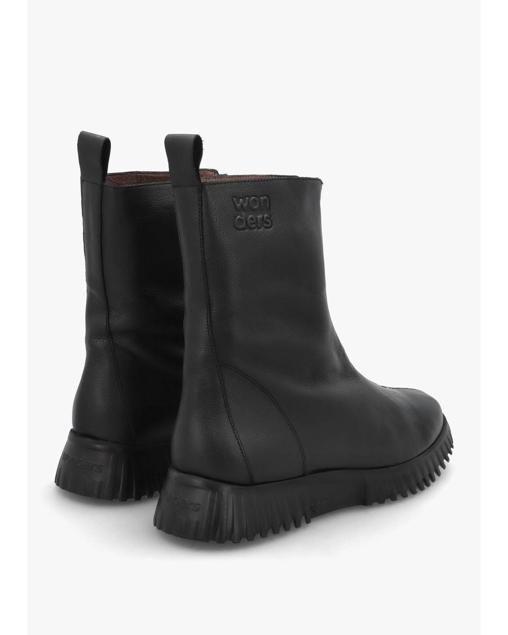 Wonders Black Front Zip Ankle Boots