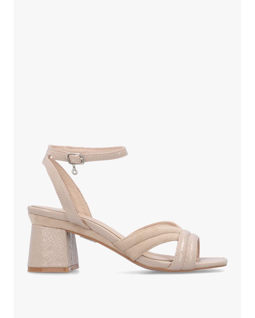 Moda In Pelle Natural Madelia Taupe Reptile Strappy Block Heel Sandals