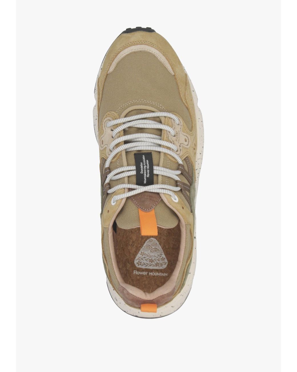 Flower Mountain White Yamano 3 Khaki Military Canvas & Suede Trainers