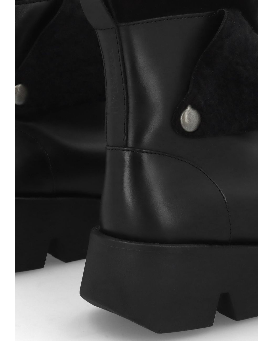 Fly London Black Zufe Leather Chunky Ankle Boots