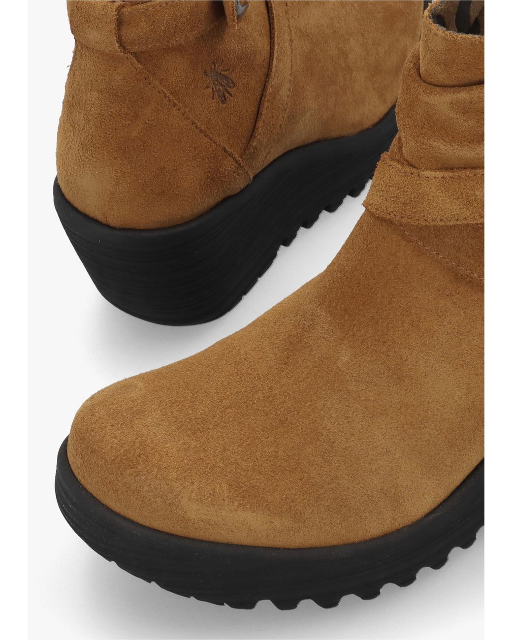 Fly London Brown Loik Tabacco Suede Wedge Ankle Boots