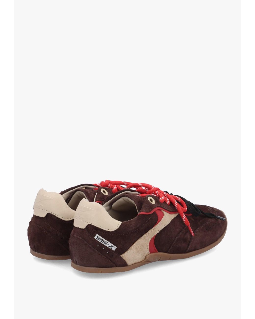Bronx Red Myr-Aa Coffee Bean Oakmilk Suede Low Top Trainers