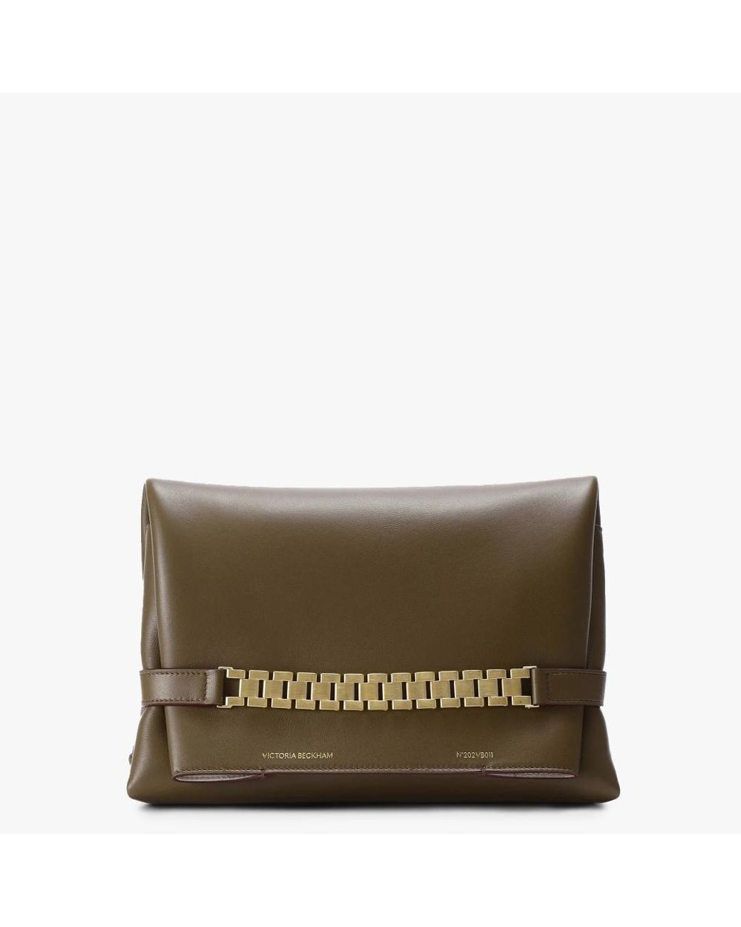 Victoria Beckham Chain Pouch With Strap Khaki Leather Shoulder Bag in ...