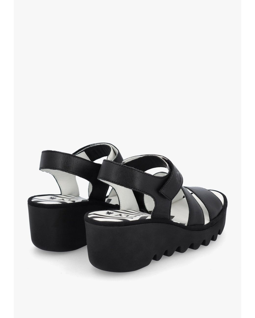 Fly London Black Bexy Mid Wedge Sandals