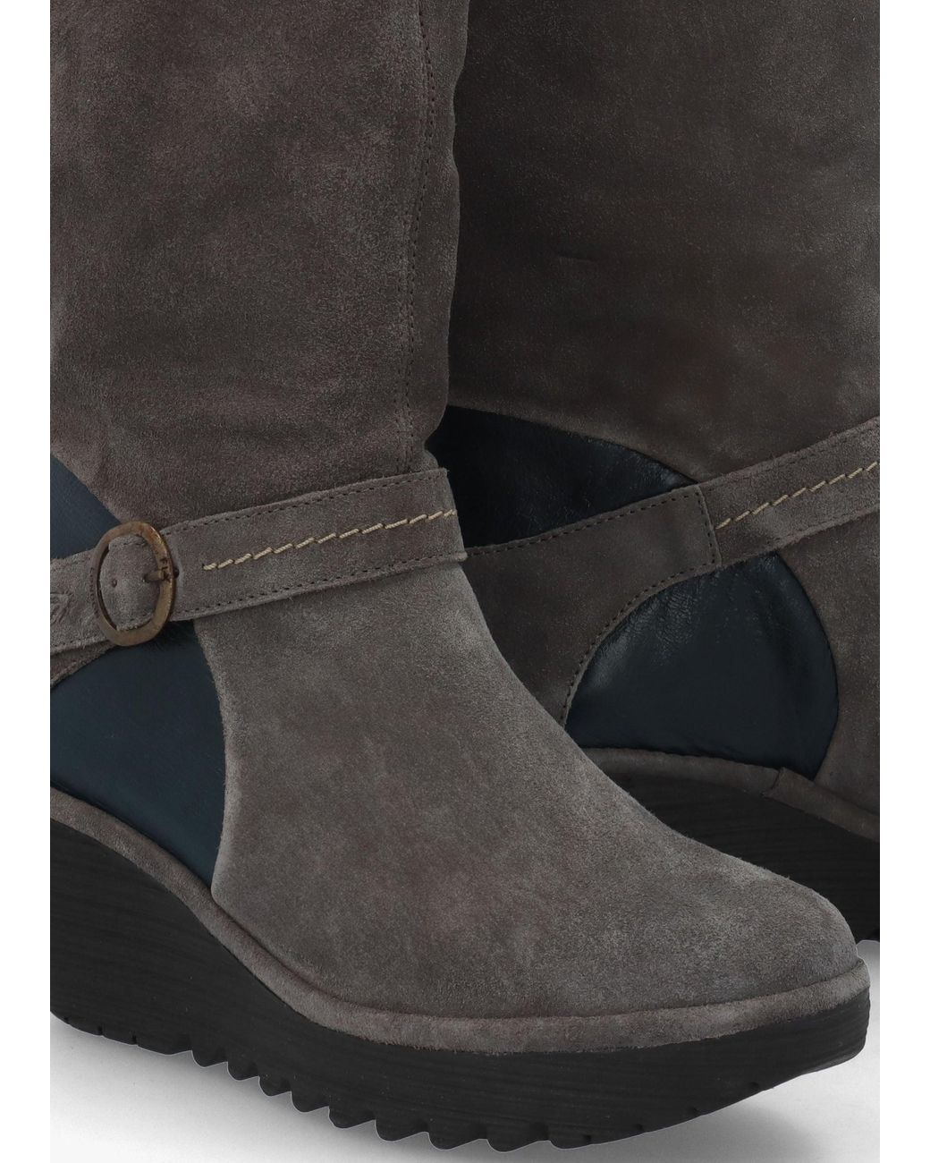 Fly London Black Yavu Wedge Knee Boots